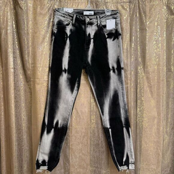Vervet Haylie High Rise Skinny Ankle Black Gray Tie Dye Jeans Size 29 NWT - Picture 1 of 11